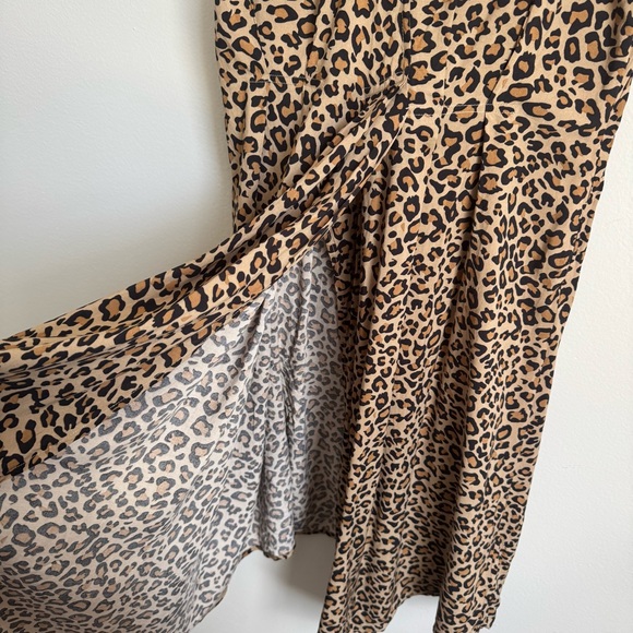 beachlunchlounge Brown Leopard Print Midi Dress Medium Flowy Capsule Beachy - Picture 5 of 15